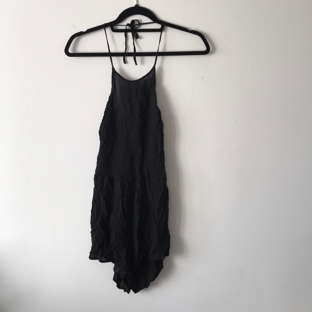 Black halter tie back romper - Urban Outfitters